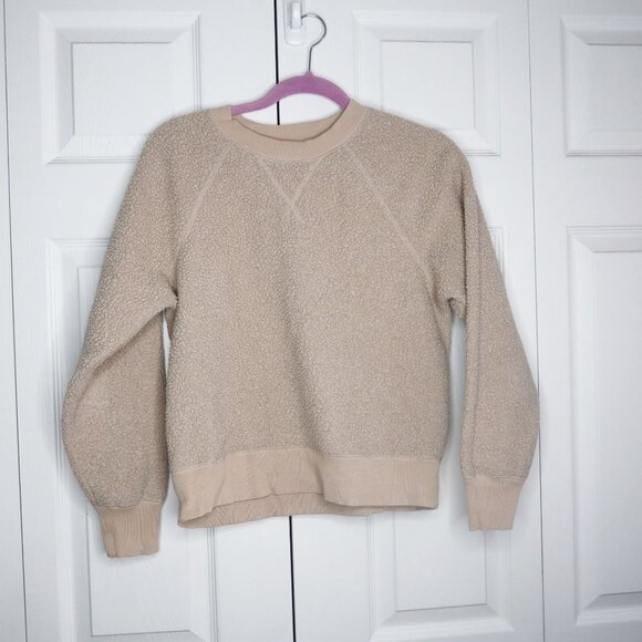 Everlane Cream Long Sleeve Sherpa Crewneck Sweatshirt Women's Size Medium M - Picture 1 of 6